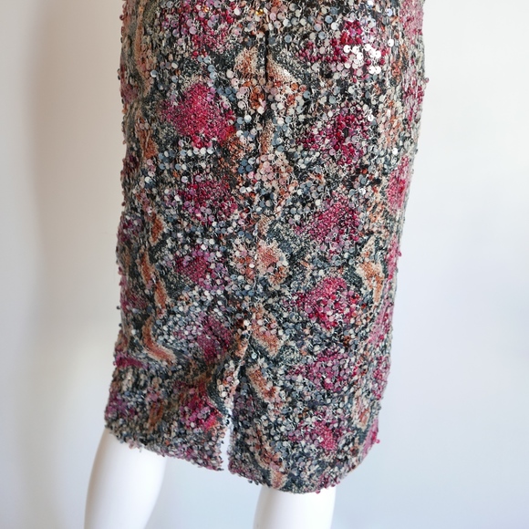 Designer Sequin Snakeskin Print Pencil Skirt - Picture 4 of 4
